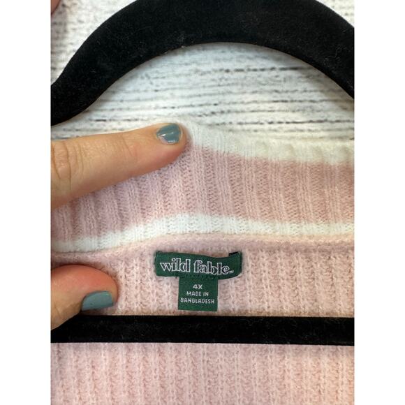 Wild Fable Plus Size Light Pink Knit Stripe V-Neck Sweater Size 4X - Picture 2 of 8